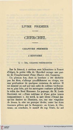 Chapitre premier: L'histoire