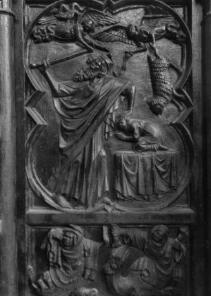 Chorgestühl N I X: Pfeilerverschalung: Abrahams Opfer