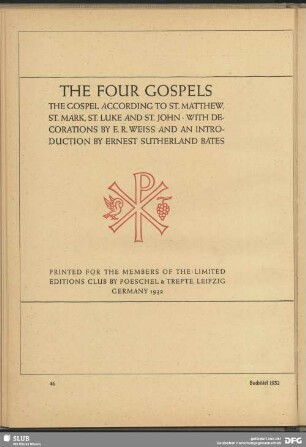 Buchtitel "The four Gospels"
