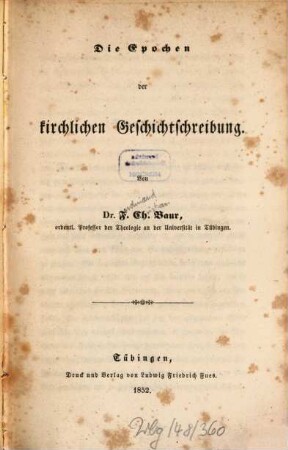 Die Epochen der kirchlichen Geschichtsschreibung