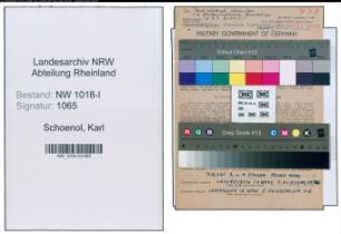 Entnazifizierung Karl Schoenol , geb. 13.01.1910 (Chemiker)