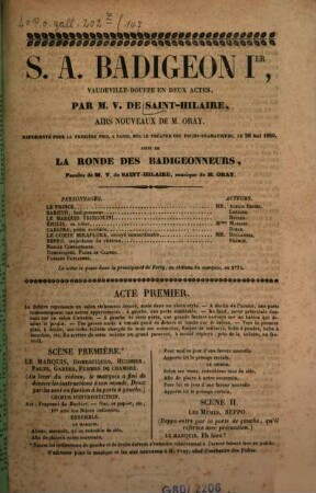 S. A. Badigeon Ier : vaudeville-bouffe en deux actes