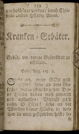 Kranken- Gebäter. - Wie man sich in den Willen Gottes ergeben soll.
