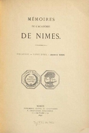 Mémoires de l'Académie de Nîmes. 18. 1895