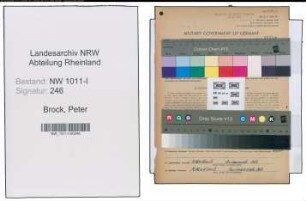 Entnazifizierung Peter Brock , geb. 16.06.1902 (Faerber)