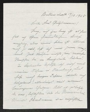 Brief von Charlotte Kiep an Margarete Hauptmann