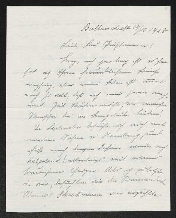 Brief von Charlotte Kiep an Margarete Hauptmann