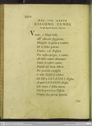 Del Sig. Abate Giacomo Cemmi, fra gl' Arcadi Amildo Cileneo