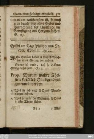 Epistel am Tage Philippi und Jacobi. Ephes. II, 19 - 22.