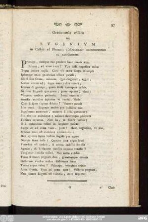 Oratiuncula militis ad Eugenium in Castris ad Rhenum MDCCXXXIV commorantem ac cunctantem.