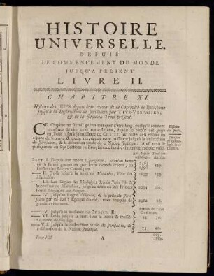 Chapitre Xi. Histoire des Juifs depuis leur retour de la Captivité de Babylone jusqu`à la Destruction de Jérusalem par Tite-Vespasien, & de-là jusqu´au Tems présent.