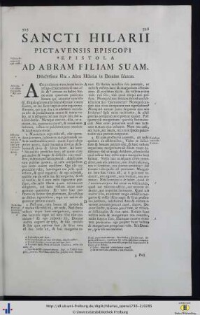 Sancti Hilarii Pictavensis Episcopi Epistola Ad Abram Filiam Suam.