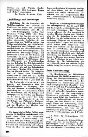Richtlinien für die Lehrpläne der Wohlfahrtsschulen [Ausbildungs- und Berufsfragen]