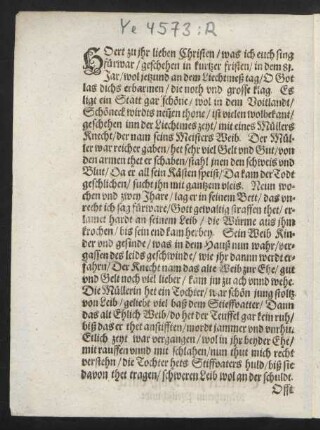 HOert zu jhr lieben Christen/ was ich euch sing || fürwar/