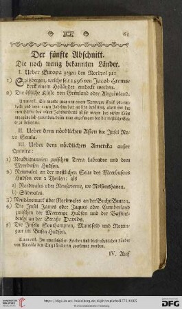 Der fünfte Abschnitt. Die noch wenig bekannten Länder