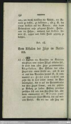 Art. 18. Vom Abfallen der Züge im Retiriren