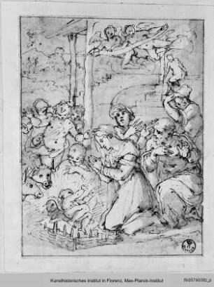 Anbetung des Christuskindes und Putten
