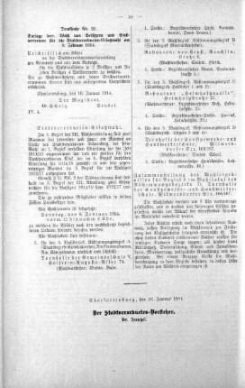 In nicht öffentlicher Sitzung. (22.), 21. Januar 1914