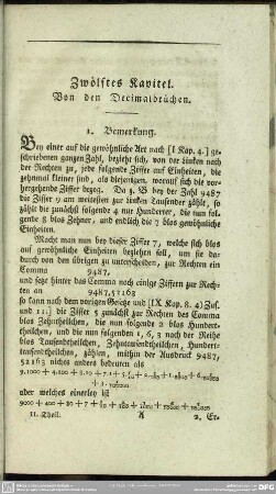 Zwölftes Kapitel. Von den Decimalbrüchen