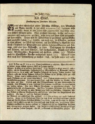 XII. Stück. Fortsetzung von Jüdischen Müntzen.