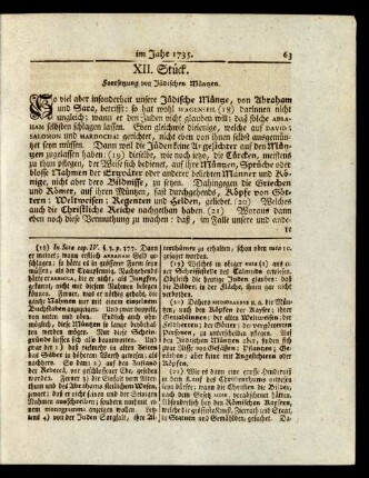 XII. Stück. Fortsetzung von Jüdischen Müntzen.