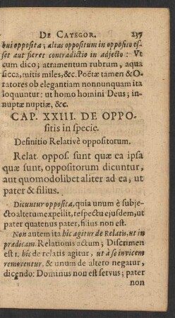 Cap. XXIII. De Oppositis in specie.