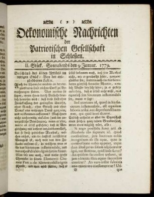 II. Stück. Sonnabends den 9 Januar. 1779.