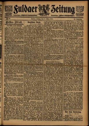 Erste Ausgabe vom Freitag, den 17. März 1905.