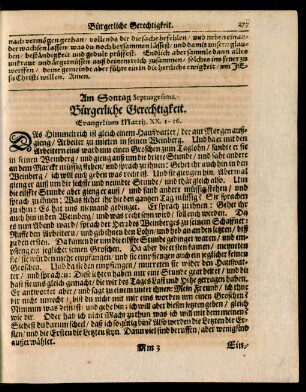 Am Sontag Septuagesima. Bürgerliche Gerechtigkeit