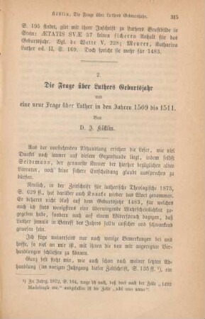 315-324 Die Frage über Luthers Geburtsjahr und eine neue Frage über Luther in den Jahren 1509 bis 1511