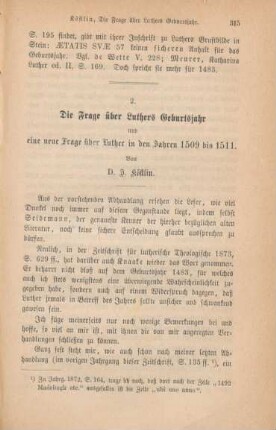 315-324 Die Frage über Luthers Geburtsjahr und eine neue Frage über Luther in den Jahren 1509 bis 1511
