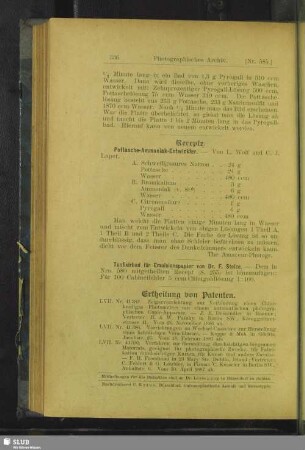 Ertheilung von Patenten