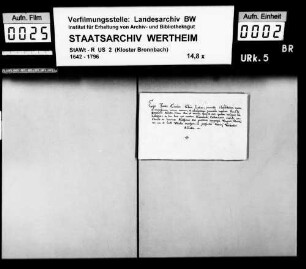 Fr. Karl (Carolus) Schön, Laienbruder zu Bronnbach (Brunnbach), gelobt Satzungen und Regeln des hl. Benediktus Treue und Gehorsam.