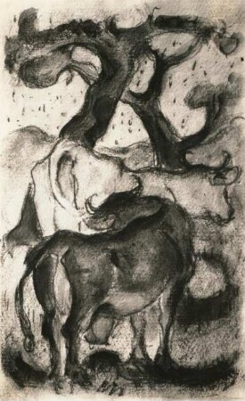 Marc, Franz. Zwei Kühe unter Bäumen. Aquarell mit Bleistift; 18 x 11 cm. 1911. Privatbesitz