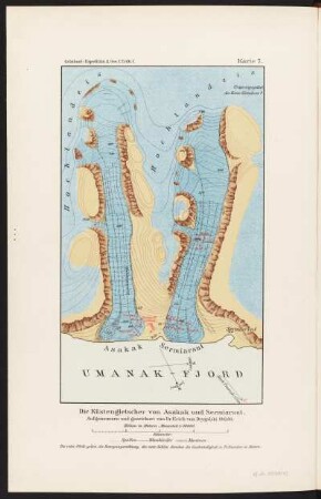 Karte vom Küstengletscher von Asakak und Sermiarsut, 1:50 000, 1892/93
