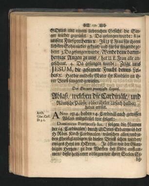 Das Ein und zwantzigste Capitel. Ablaß/ welchen die Cardinäle/ und Römische Päbste/ obberührter Ursach halber/ haben erteilet.