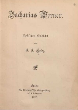 Zacharias Werner : episches Gedicht