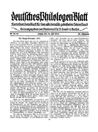 Der Kunze-Kalender 1917