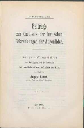 Beiträge zur Casuistik der luetischen Erkrankungen der Augenlider