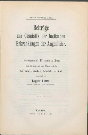 Beiträge zur Casuistik der luetischen Erkrankungen der Augenlider