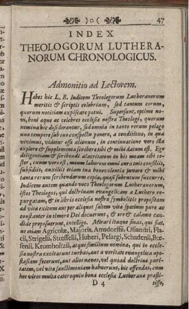 Index theologorum lutheranorum chronologicus.