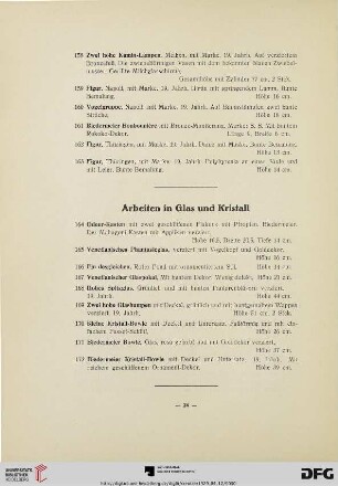 Arbeiten in Glas und Kristall (Nr. 164-172)