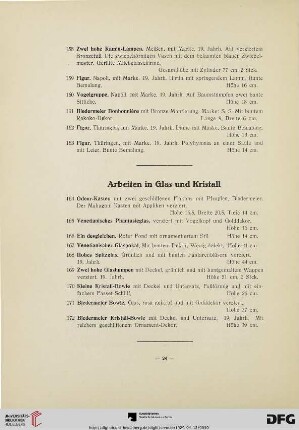 Arbeiten in Glas und Kristall (Nr. 164-172)