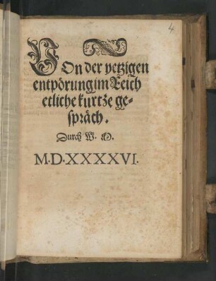 VOn der yetzigen entp[oe]rung im Eeich etliche kurtze Ge=spr[ae]ch.