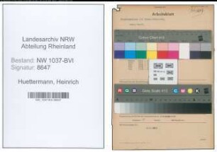 Entnazifizierung Heinrich Huettermann , geb. 23.12.1903 (Angestellter)