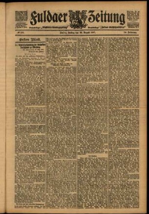 Erste Ausgabe vom Freitag, den 30. August 1907.