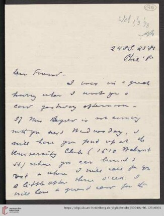 Briefe von Morris Jastrow an Carl Bezold: Brief von Morris Jastrow an Carl Bezold
