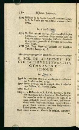 II. Scr. de Academiis, Societatibus Literariis, Gymnasiis et Scholis