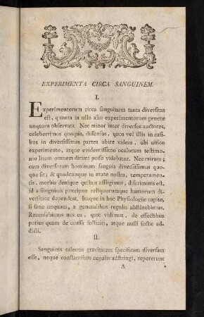 1-13, Experimenta circa Sanguinem. I. - XIV.