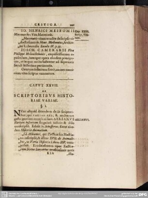 Caput XXVII. De Scriptoribus Historiae Variae